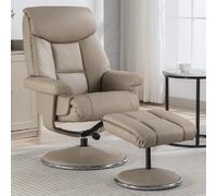 brixton faux leather recliner chair with stool in pebble