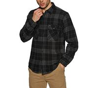 BRIXTON Men's Bowery L/S Flannel Button Down Shirt, Black/Charcoal, Medium
