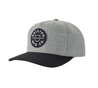 Brixton Unisex-Adult Crest C MP Snapback Baseball Cap, Heather Grey/Black, One Size