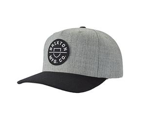 Brixton Unisex-Adult Crest C MP Snapback Baseball Cap, Heather Grey/Black, One Size