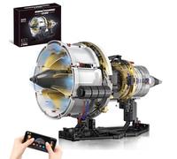 BrixVibe Aircraft Engine Building Set That Works, Mini Turbojet Model Kit Technic with APP Control Light & Motor, Collectible Mechanical Engineering for Boys 14+ Adults