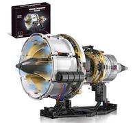 BrixVibe Aircraft Engine Building Set That Works, Mini Turbojet Model Kit Technic with APP Control Light & Motor, Collectible Mechanical Engineering for Adults Boys 14 Years & Up