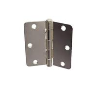 Brixwell Plain Bearing Butt Hinge Square Corners, Non Rising Removable Pin, Steel Material, Satin Nickel Finish, 3-1/2" Height, 3-1/2" Width, 5 Knuckle, 6 Holes, Flat Head Crosshead Screws Included