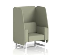 Brixworth 1 Seater Open Booth With White Legs In Main Line Flax Fabric - Newbury Panels And Sofa