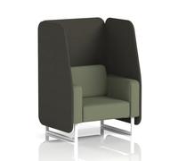 Brixworth 1 Seater Open Booth With White Legs In Main Line Flax Fabric - Temple Panels And Monument Sofa