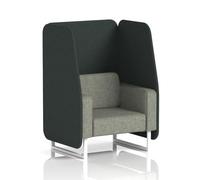 Brixworth 1 Seater Open Booth With White Legs In Rivet Fabric - Charcoal Panels And Vitreous Sofa