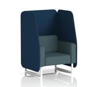 Brixworth 1 Seater Open Booth With White Legs In X2 Fabric - Calculus Panels And Polygon Sofa