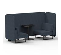 Brixworth 2 Seater Bench Booth With Black Legs And Black Table With Black Leg In Rivet Fabric - Crucible Panels And Sofa