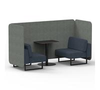 Brixworth 2 Seater Bench Booth With Black Legs And Black Table With Black Leg In Rivet Fabric - Prime Panels And Crucible Sofa