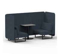 Brixworth 2 Seater Bench Booth With Black Legs And Grey Table With Black Leg In Rivet Fabric - Crucible Panels And Sofa
