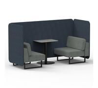 Brixworth 2 Seater Bench Booth With Black Legs And Grey Table With Black Leg In Rivet Fabric - Crucible Panels And Prime Sofa