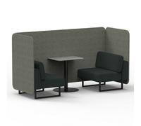 Brixworth 2 Seater Bench Booth With Black Legs And Grey Table With Black Leg In Rivet Fabric - Prime Panels And Crucible Sofa