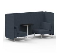 Brixworth 2 Seater Bench Booth With White Legs And Black Table With White Leg In Rivet Fabric - Crucible Panels And Sofa