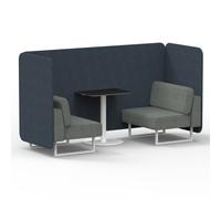 Brixworth 2 Seater Bench Booth With White Legs And Black Table With White Leg In Rivet Fabric - Crucible Panels And Prime Sofa