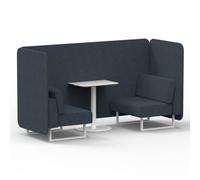 Brixworth 2 Seater Bench Booth With White Legs And White Table With White Leg In Rivet Fabric - Crucible Panels And Sofa