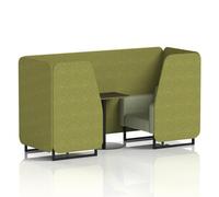 Brixworth 2 Seater Booth With Black Legs And Black Table With Black Leg In Rivet Fabric - Olive Panels And Burnish Sofa