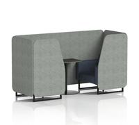 Brixworth 2 Seater Booth With Black Legs And Black Table With Black Leg In Rivet Fabric - Prime Panels And Crucible Sofa