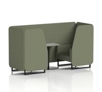 Brixworth 2 Seater Booth With Black Legs And Grey Table With Black Leg In Main Line Flax Fabric - Monument Panels And Sofa