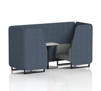 Brixworth 2 Seater Booth With Black Legs And White Table With Black Leg In Rivet Fabric - Crucible Panels And Prime Sofa