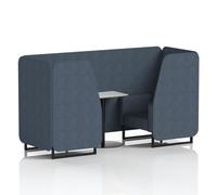 Brixworth 2 Seater Booth With Black Legs And White Table With Black Leg In Rivet Fabric - Crucible Panels And Sofa