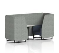 Brixworth 2 Seater Booth With Black Legs And White Table With Black Leg In Rivet Fabric - Prime Panels And Crucible Sofa