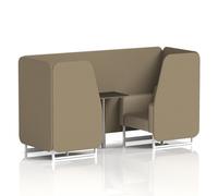 Brixworth 2 Seater Booth With White Legs And Black Table With Silver Leg In Main Line Flax Fabric - Bank Panels And Upminster Sofa