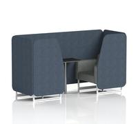Brixworth 2 Seater Booth With White Legs And Black Table With Silver Leg In Rivet Fabric - Crucible Panels And Prime Sofa