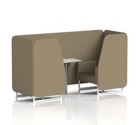 Brixworth 2 Seater Booth With White Legs And White Table With Silver Leg In Main Line Flax Fabric - Bank Panels And Sofa