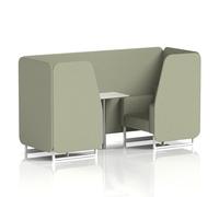 Brixworth 2 Seater Booth With White Legs And White Table With Silver Leg In Main Line Flax Fabric - Newbury Panels And Sofa