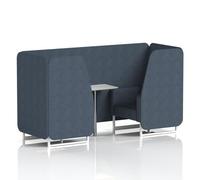 Brixworth 2 Seater Booth With White Legs And White Table With Silver Leg In Rivet Fabric - Crucible Panels And Sofa