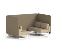 Brixworth 4 Seater Bench Booth With White Legs In Main Line Flax Fabric - Bank Panels And Upminster Sofa