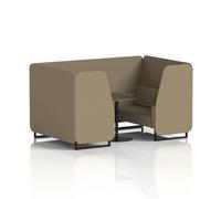 Brixworth 4 Seater Booth With Black Legs And Black Table With Black Leg In Main Line Flax Fabric - Bank Panels And Sofa