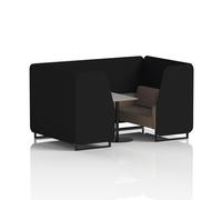 Brixworth 4 Seater Booth With Black Legs And Grey Table With Black Leg In X2 Fabric - Diameter Panels And Theory Sofa