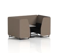 Brixworth 4 Seater Booth With Black Legs And Grey Table With Black Leg In X2 Fabric - Theory Panels And Diameter Sofa