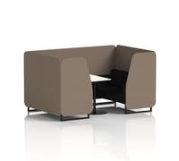 Brixworth 4 Seater Booth With Black Legs And White Table With Black Leg In X2 Fabric - Theory Panels And Diameter Sofa