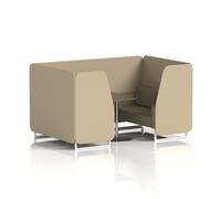 Brixworth 4 Seater Booth With White Legs And Black Table With Silver Leg In Main Line Flax Fabric - Upminster Panels And Bank Sofa