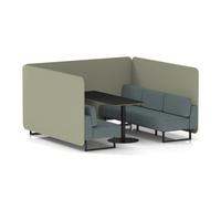 Brixworth 6 Seater Bench Booth With Black Legs And Black Table With Black Leg In Main Line Flax Fabric - Newbury Panels And Westminster Sofa