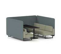 Brixworth 6 Seater Bench Booth With Black Legs And Black Table With Black Leg In Main Line Flax Fabric - Westminster Panels And Newbury Sofa
