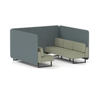 Brixworth 6 Seater Bench Booth With Black Legs In Main Line Flax Fabric - Westminster Panels And Newbury Sofa