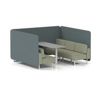 Brixworth 6 Seater Bench Booth With White Legs And Grey Table With White Leg In Main Line Flax Fabric - Westminster Panels And Newbury Sofa