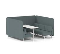 Brixworth 6 Seater Bench Booth With White Legs And White Table With White Leg In Main Line Flax Fabric - Westminster Panels And Sofa