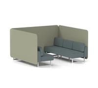 Brixworth 6 Seater Bench Booth With White Legs In Main Line Flax Fabric - Newbury Panels And Westminster Sofa