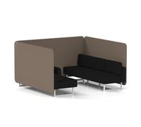 Brixworth 6 Seater Bench Booth With White Legs In X2 Fabric - Theory Panels And Diameter Sofa