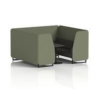 Brixworth 6 Seater Booth With Black Legs And Black Table With Black Leg In Main Line Flax Fabric - Monument Panels And Temple Sofa