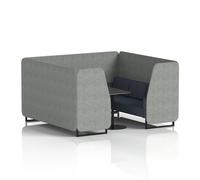 Brixworth 6 Seater Booth With Black Legs And Black Table With Black Leg In Rivet Fabric - Prime Panels And Crucible Sofa