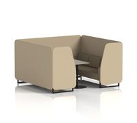 Brixworth 6 Seater Booth With Black Legs And Grey Table With Black Leg In Main Line Flax Fabric - Upminster Panels And Bank Sofa