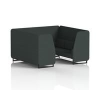 Brixworth 6 Seater Booth With Black Legs In Rivet Fabric - Charcoal Panels And Sofa