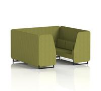 Brixworth 6 Seater Booth With Black Legs In Rivet Fabric - Olive Panels And Sofa