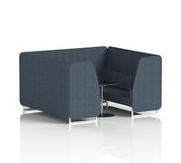 Brixworth 6 Seater Booth With White Legs And Black Table With Silver Leg In Rivet Fabric - Crucible Panels And Sofa