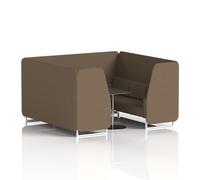 Brixworth 6 Seater Booth with White Legs and Black Table with Silver Leg In Sumi